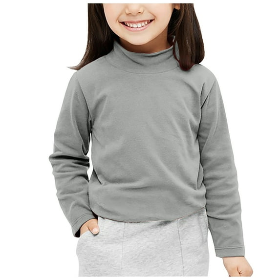 yocbz Long Sleeve Toddler Girl Shirts Girls Long Sleeve Tees Girls' Soft T-Shirts Kids Basic Crewneck T-Shirts Top for Teen Youth Girls Grey,Size for 8-10 Years