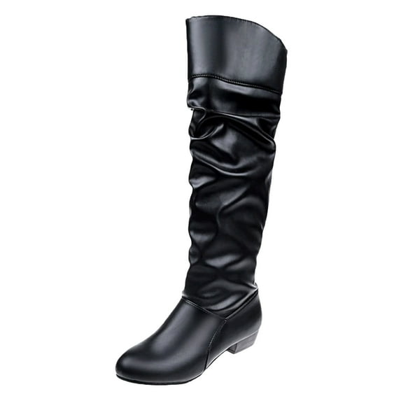 yocbz Motorcycle Boots Women's Combat Riding Platform Knee High Boots Lace Up Fall Motorcycle Boots with Inside Zipper Black,Size for US 8.5