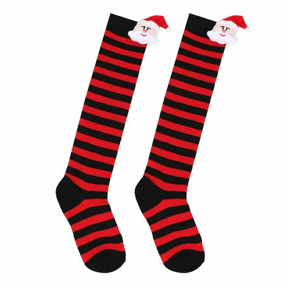 yocbz Newborn Baby Girl Christmas Socks Children's Christmas Socks Knee Socks Overknee Stockings Leg Warmers Brick Red,Size for 7-12 Years