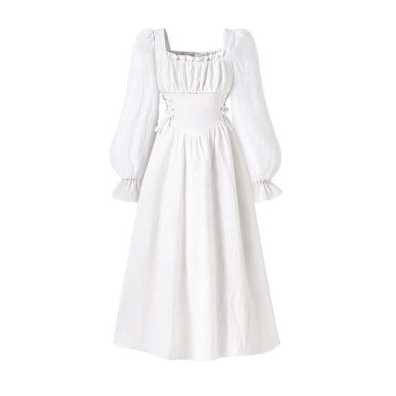 yocbz Newborn Baby Girl Dress Long Sleeve Toddler Girls Dresses Ribbed Knit Ruffle Baby Fall Winter Long Sleeve Toddler Dresses for Girls Casual Birthday Party White,Size for 10-11 Years