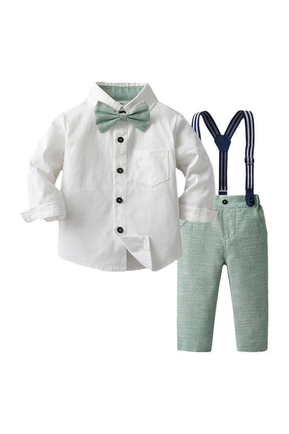 Newborn Christmas Outfit Boy Boys Suit Formal Dress Pants Vest Suit Set for Boys Wedding Outfits with Dress Shirt Tie and Pocket Square 2PCS Green,Size for 6-7 Years