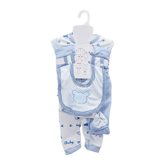 yocbz Newborn Layette Gift Sets for Baby Girl Clothes 8PCS 2 jumpsuit+short sleeve Tops+long sleeve Tops+2 Pants+Bib+Hat+Sock Shoes Blue,0-3 Months