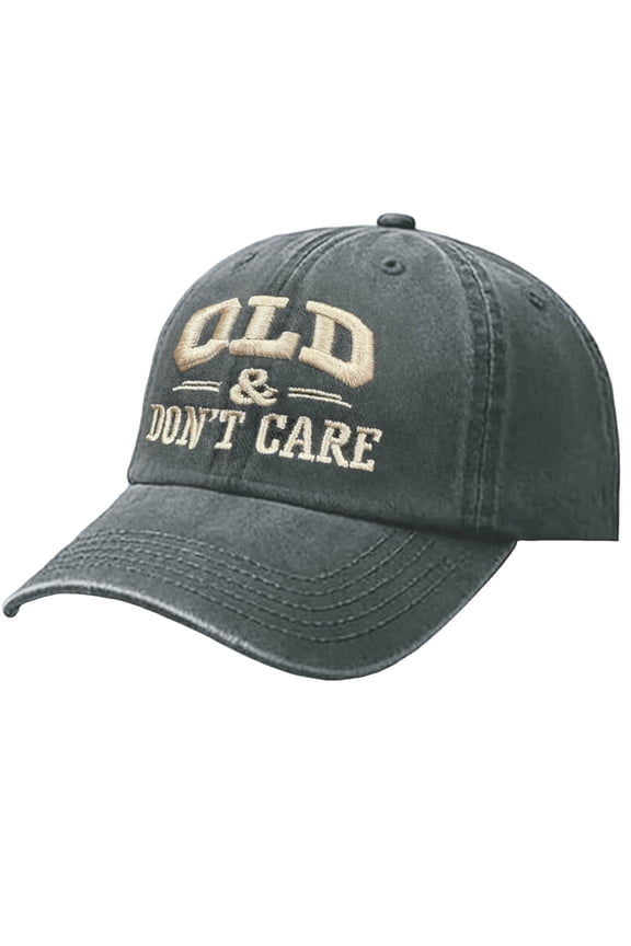 Old and Don't Care Hat, Vintage Adjustable Distressed Old & Don't Care Baseball Cap for Men Women ( Silver )