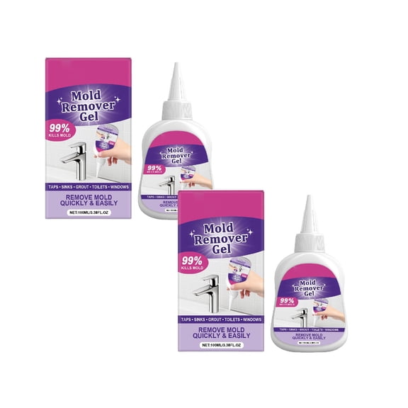 yocbz Pack of 2 Mold Stain Remover Gel Cleaner for Shower, Bathroom Tile Grout and Caulk - Heavy Duty Mildew Stain Cleaner for Front Load Washing Machine Rubber Seal - No Scrubbing Gel Formula