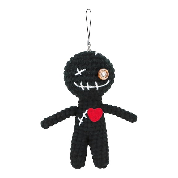 yocbz Positive Support Bow Voodoo Doll, Funny Crochet Stress Relief Inspirational Gift Black Knitted Emotional Voodoo Toy Witchcraft Ornaments Easter Decor for Office Home Party Favors