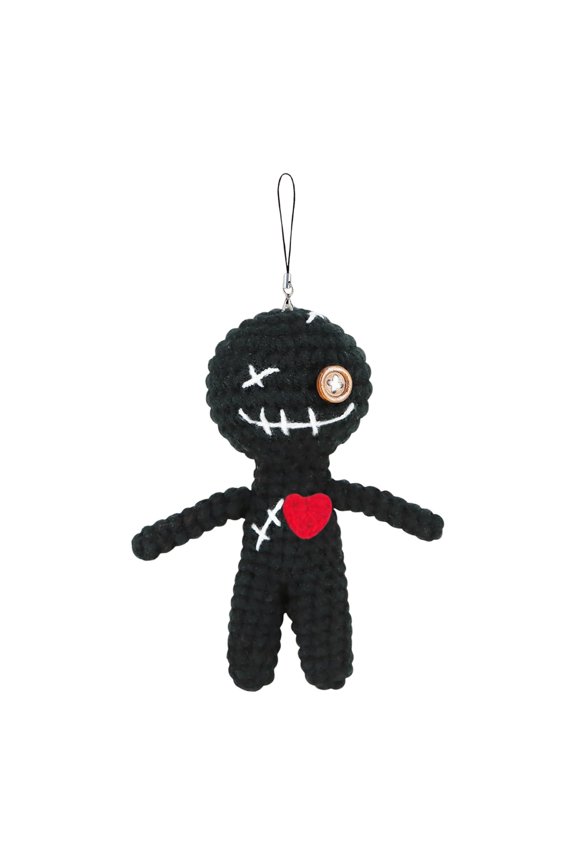 Positive Support Bow Voodoo Doll, Funny Crochet Stress Relief Inspirational Gift Black Knitted Emotional Voodoo Toy Witchcraft Ornaments Easter Decor for Office Home Party Favors