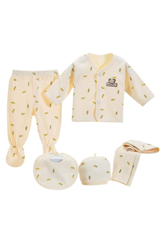 Preemie Baby Boy Clothing Unisex Baby Clothes 5 Piece Layette Sets Cotton Newborn Clothes Gift Set Yellow,One Size