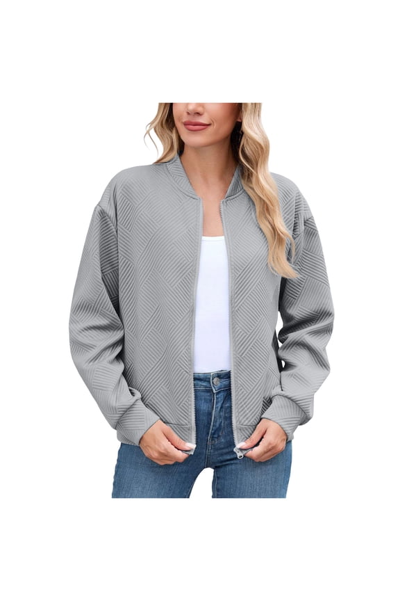 Quilted Jackets for Women Women's Zip Up Hoodies Oversized Fleece Long Pullover Hooded Sweatshirts Casual Long Sleeve Fall Hoodie Jacket Grey,Size for M