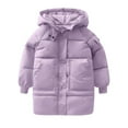 thumbnail image 1 of yocbz Raincoat for Boys Girl Winter Coats Heavyweight Hooded Puffer Jacket Kid Fleece Snow Outwear Purple,Size for 5-6 Years, 1 of 3
