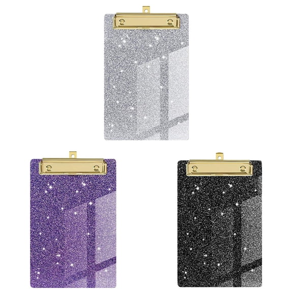 yocbz Set of 3,Acrylic Glitter Clipboard, 4" x 6" Letter Size Clipboards for Classroom, Taecher, Cute Confetti Clip Board, Office Supplies, School Supplies Acrylic Folder, Writing Board, Menu Clip
