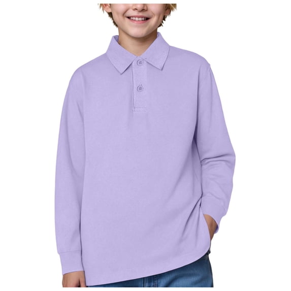 yocbz Shirts Boys Boys Long Sleeve Shirt School Uniform Button Closure Kids Golf Tops Cotton Purple,Size for 4-5 Years