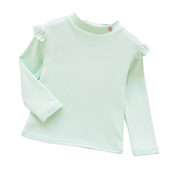 yocbz Shirts Girl Kids Girls Long Sleeve Shirts Basic Crewneck Fall Tops Kids Casual Solid Color Pullover T Shirts Mint Green,Size for 6-7 Years