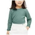 thumbnail image 1 of yocbz Shirts for Girls Little Kid Kids Girls Casual Tunic Tops Long Sleeve Casual Loose Crewneck Blouse T-Shirt Tee Girls Tees And Tops Long Sleeve for Kids Girl Tees Green,Size for 4-6 Years, 1 of 4