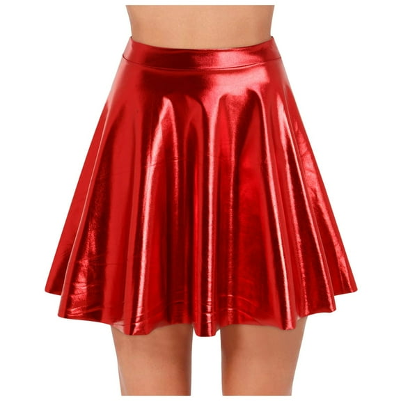 yocbz Skirts for Women Trendy Women's Skirt Frill Shorts High Ruffled Mini Skort Layered Pleated Skirts Women Waisted Skorts Party Dress Style Ruffle Dancing Party Mini Skirt Red,Size for M