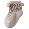 thumbnail image 1 of yocbz Socks Girls Baby Socks Spring And Fall Cotton Baby Socks Lace Elastic Girls Lace Mid Calf Socks Children's Socks Coffee,Size for 9-12 Years, 1 of 5