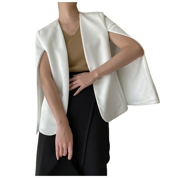 yocbz Summer Blazers for Women Lightweight Womens Cape Blazer Split Sleeve Open Front Casual Jacket Coat Workwear White,Size for White