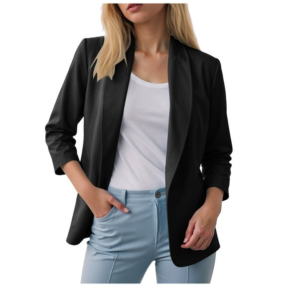 yocbz Sweater Blazer Women Womens Cape Blazer Split Sleeve Open Front Casual Jacket Coat Workwear Black,Size for Black