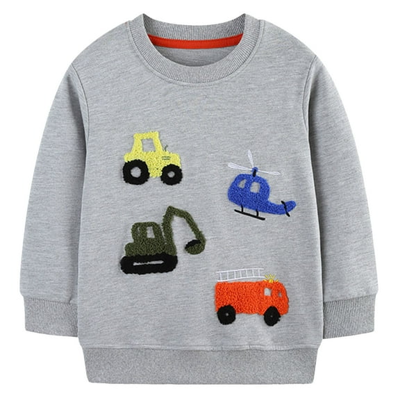 yocbz Sweatshirt Toddler Boy Toddler Boys Cotton Sweatshirt Cool Casual Long Sleeve Crewneck Kids Graphic Tops Grey,Size for 3-4 Years