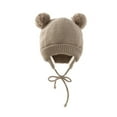 thumbnail image 1 of yocbz Toddler Beanie Baby Kids Beanies Winter Baby Children Knitted Double Wool Hat Earmuffs Hat Khaki,One Size, 1 of 3