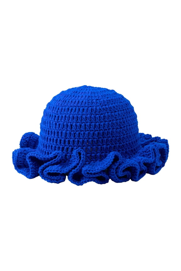 Toddler Beanie Kids Warm Knit Beanie Hat Girls Crochet Bucket Hat Women Trendy Knit Floppy Cap Cute Boho Handmade Outdoor Boho Travel Fishing Hat Blue,F