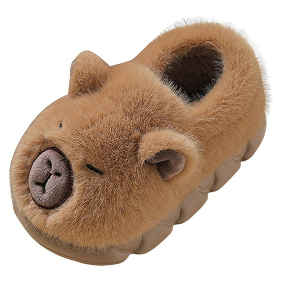 yocbz Toddler Boy Slippers Baby Girl's and Boy's Soft Slippers Cartoon Warm Winter House Shoes Brown,Size for US 1.5