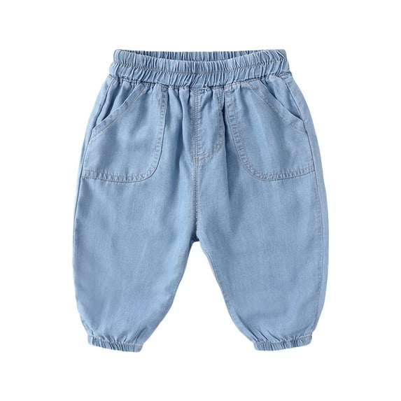 yocbz Toddler and Boys Joggers Sweatpants Boys' Teenage Retro Casual Street Style Casual Athletic Color-Blocked Fleece-Lined Jogger Pants Light Blue,6-12 Months