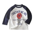 thumbnail image 1 of yocbz Toddler Boys Long-Sleeve Shirts with Pocket Crewneck Pullover Shirt Solid Long Sleeve Cotton Top Navy,2-3 Years, 1 of 3