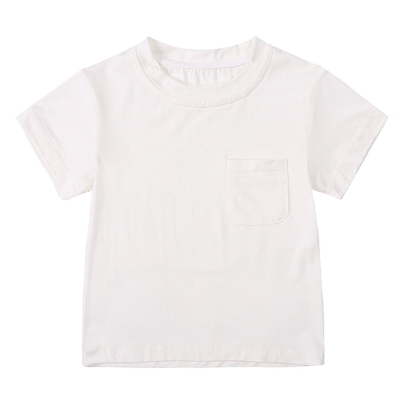 yocbz Toddler Boys Tops Short Sleeve Tee Baby Toddler Boys Solid Short-Sleeve Tee Shirts Infant Cotton T-Shirt with Crew Neck for Toddlers White,6-9 Months