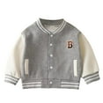 thumbnail image 1 of yocbz Toddler Coat Boy Boys' Tops, Toddler Boys Autumn and Winter Long Sleeve Button Letter Printed Colorblocking Baseball Jacket Grey,Size for 3-4 Years, 1 of 3
