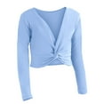 thumbnail image 1 of yocbz Toddler Girl Long Sleeve Shirts Girls Casual Tops Long Sleeve Toddler Girls Glitter Jacket Solid Color Cropped Coat Long Sleeve Shirt Top Blue,8-10 Years, 1 of 5