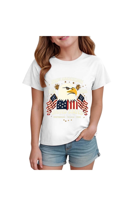 Toddler Girl Tshirts Toddler Girl Tees Toddler Boys Girls American Flag Tops USA Heart Truck Pattern Shirts Patriotic Topic 4th of July T-Shirts White,11-12 Years