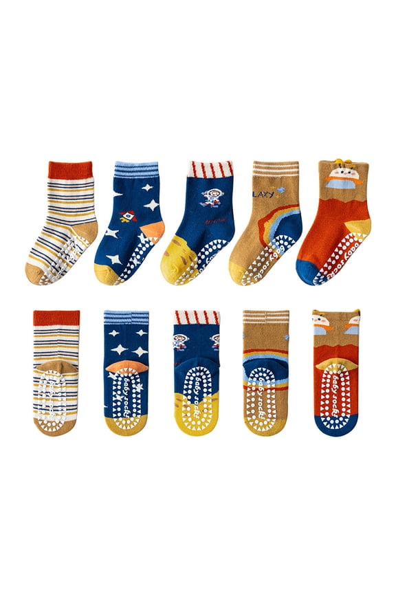 Toddler Ruffle Socks 12 Pack Children Cartoon Floor Socks Non-Slip Comfortable Cotton Cute Kids Socks Soft Daily Wear C,1-3 Years