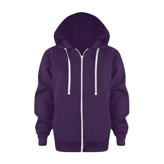 yocbz Top Kids Sleeve Hoodie Solid Jackets Boys Long Color Up Sweatshirt Girls Zip Boys Girls Winter Coats Outerwear Dark Purple,4-5 Years