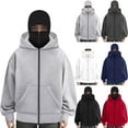 thumbnail image 1 of yocbz Unise Women Hoodie with Built in Mask, Loose Masked Double Hat Zipper Sweatshirt White,Size for M, 1 of 5