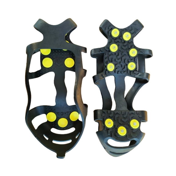 yocbz Universal Non-Slip Gripper Spikes, Ice Snow Traction Cleats Grippers Ice Cleats for Shoes and Boots, Climbing Crampons with 9 Steel Studs for Ice Sports Walking Running Hunting(Yellow,M)