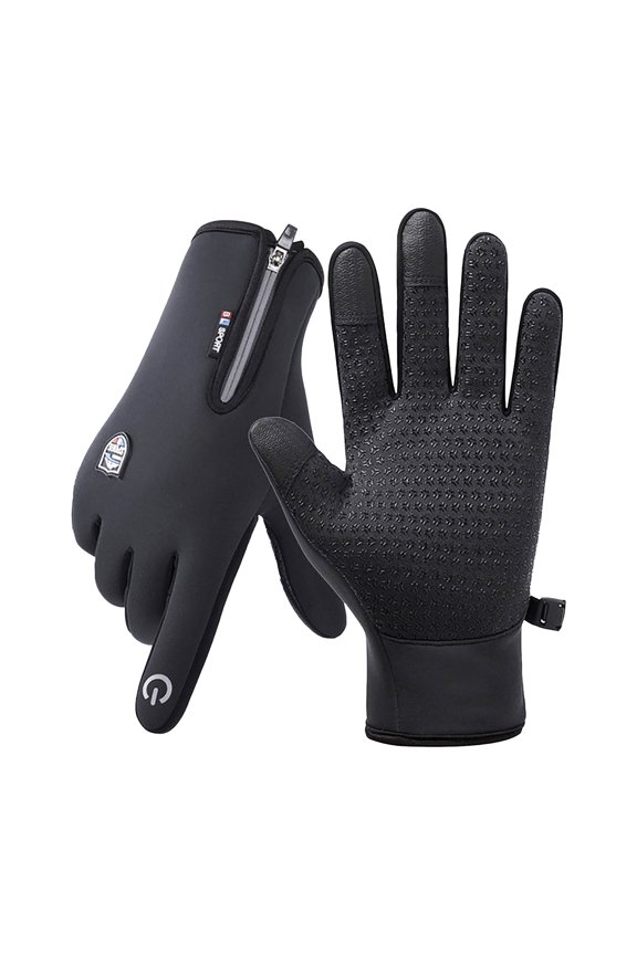 Update Sport Gloves, Winter Gloves, Waterproof & Windproof Thermal Non-Slip Gloves, Mens Comfortable Warm Touch Glove Touchscreen Gloves (Black, L)