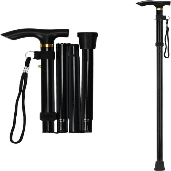 yocbz Walking Cane, Folding Cane for Man & Women, Portable Lightweight | 5-Level Adjustable Height, Collapsible Cane for Seniors Balancing Mobility Aid