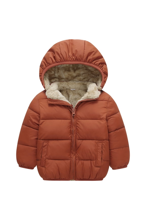 Winter Coat Boys Toddler Boys Color Block Fleece Lined Jacket Winter Coat Waterproof Fleece Lined Coats Thick Jackets With Hood Brown,Size for 18-24 Months