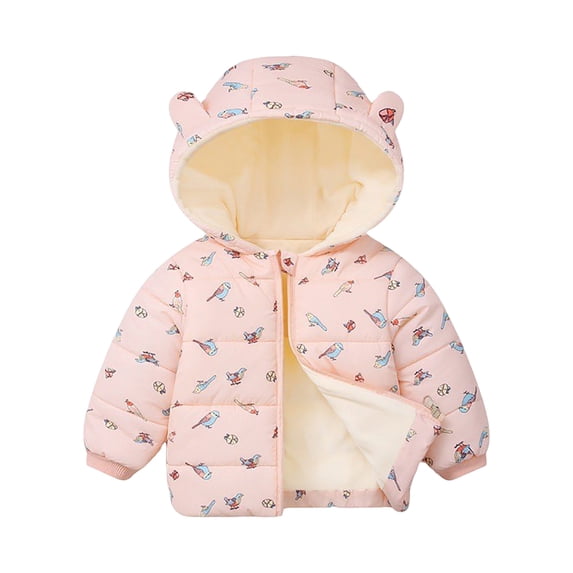 yocbz Winter Jacket for Boys Kids Girls Jackets, Long Sleeve Fall Winter Hooded Zipper Warm Coats for Child Girls Boys Pink,Size for 5-6 Years