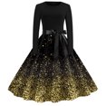 thumbnail image 1 of yocbz Women'S Christmas Dresses Christmas Dresses for Women Crew Neck Long Sleeve Casual Swing Dress with Pockets Gold,Size for L, 1 of 8