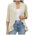 thumbnail image 1 of yocbz Womens Bolero Shrugs for Summer Dress Women Cardigan Bolero Shrug for Dress 3/4 Sleeve Tops Beige,Size for S, 1 of 9