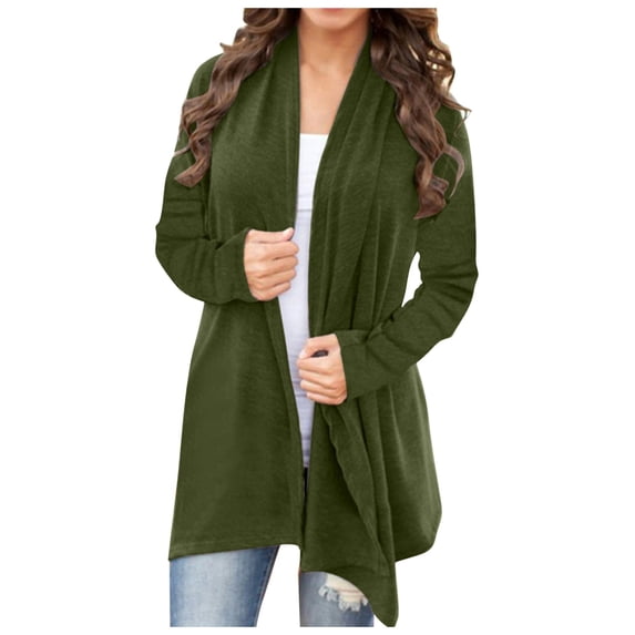 yocbz Womens Cardigans Lightweight Women Cardigan Open Front Lightweight Cardigan Ruffles Knit Cardigan Green,Size for M
