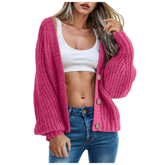 yocbz Womens Cardigans Womens Cardigan Sweater Solid Color Oversized Fall Open Front Outwear Red,Size for M