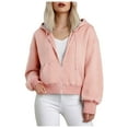thumbnail image 1 of yocbz Womens Oversized Sweatshirt Graphic Womens Active Long Sleeve Zip Up Hoodie Casual Lightweight Jacket Pink,Size for M, 1 of 8