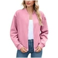 thumbnail image 1 of yocbz Womens Rain Jacket With Hood Women's Zip Up Textured Lightweight Bomber Jacket Casual Long Sleeve Outerwear Pink,Size for S, 1 of 9