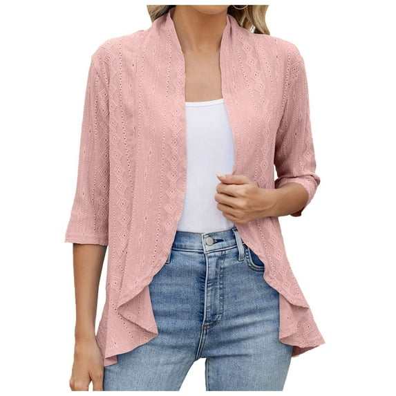 yocbz Womens Shrugs for Dresses Women Bolero Shrug Cardigan Open Front Cover Up Short Sleeve Kimonos for Evening Dress Pink,Size for S