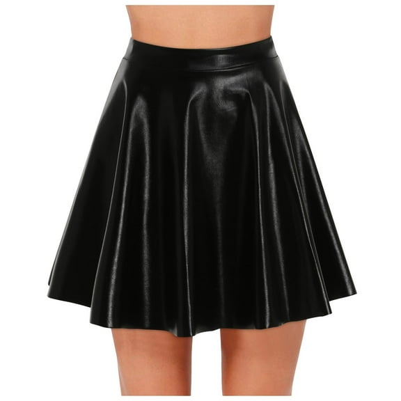 yocbz Womens Skirts Skirt A-Line Mini Skater Flared Pleated Skirts Ruffled Short Skirts for Party Black,Size for M