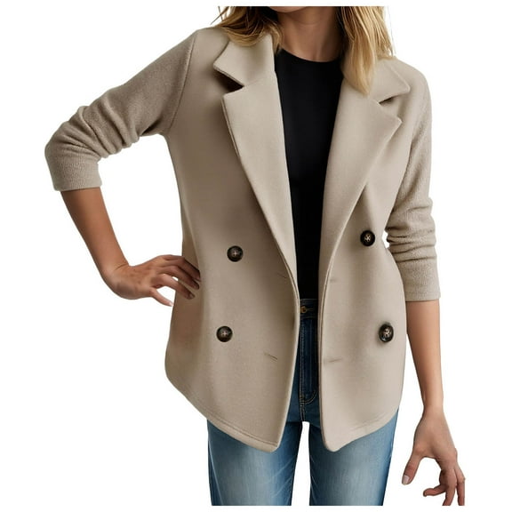 yocbz Womens Tweed Blazer Womens Cape Blazer Split Sleeve Open Front Casual Jacket Coat Workwear Khaki,Size for Khaki