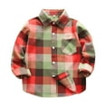 thumbnail image 1 of yocbz Youth Button Shirts for Boys Toddler Baby Boy Fall Winter Clothes Flannel Hooded Plaid Shirt Jacket Button Shacket Orange,Size for 7-8 Years, 1 of 3