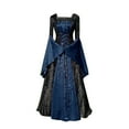 thumbnail image 1 of yoeyez 18Th Century Medieval Dress for Women Wedding Guest Vintage Trumpet Sleeve Velvet Dresses Lace Up Corset Dress Costumes Southern Belle Ball Gown Dark Blue,L, 1 of 6